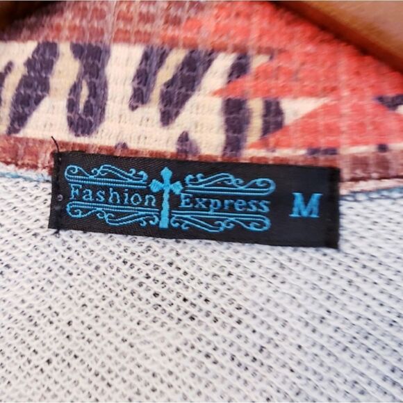 Fashion Express Tribal Western Full- Zip Long Sleeve Multicolored Jacket Sz M - Picture 10 of 10